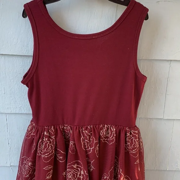 Knitworks Burgundy Glitter Roses Tank Dress 10 EUC - Picture 10 of 10